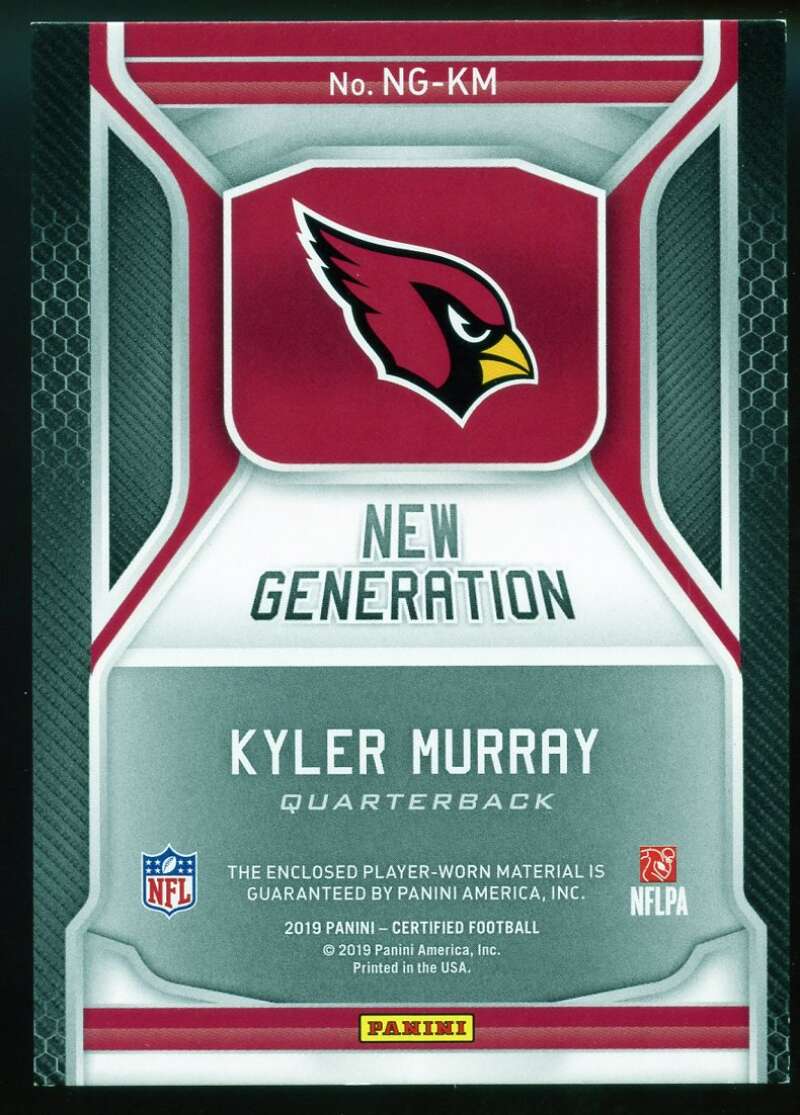 Kyler Murray Rookie Card 2019 Certified New Generation Jerseys Mirror Red #1 Image 2