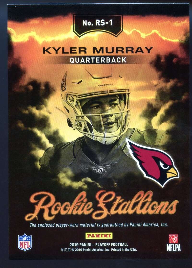 Kyler Murray Rookie Card 2019 Playoff Rookie Stallions Jerseys #1 Image 2