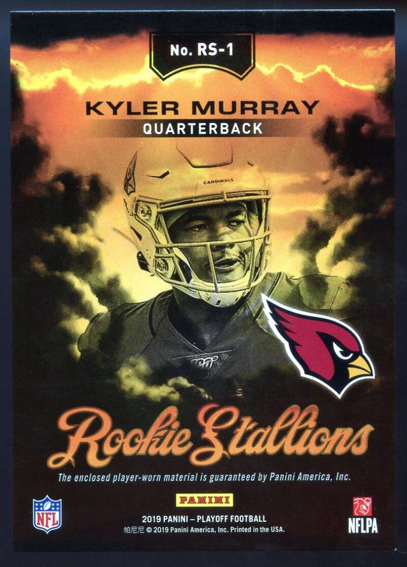 Kyler Murray Rookie Card 2019 Playoff Rookie Stallions Jerseys #1 Image 2