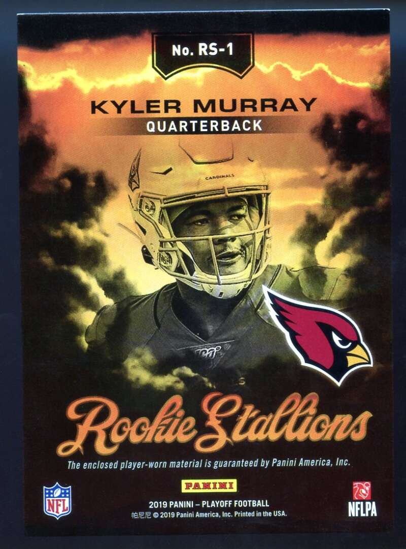 Kyler Murray Rookie Card 2019 Playoff Rookie Stallions Jerseys #1 Image 2