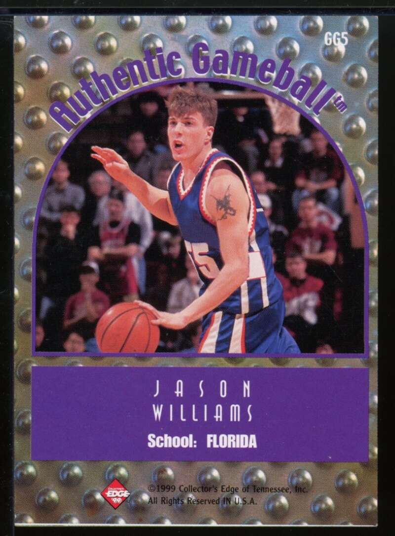 Jason Williams Card 1999 Collector's Edge Rookie Rage Game Ball #GG5 Image 2