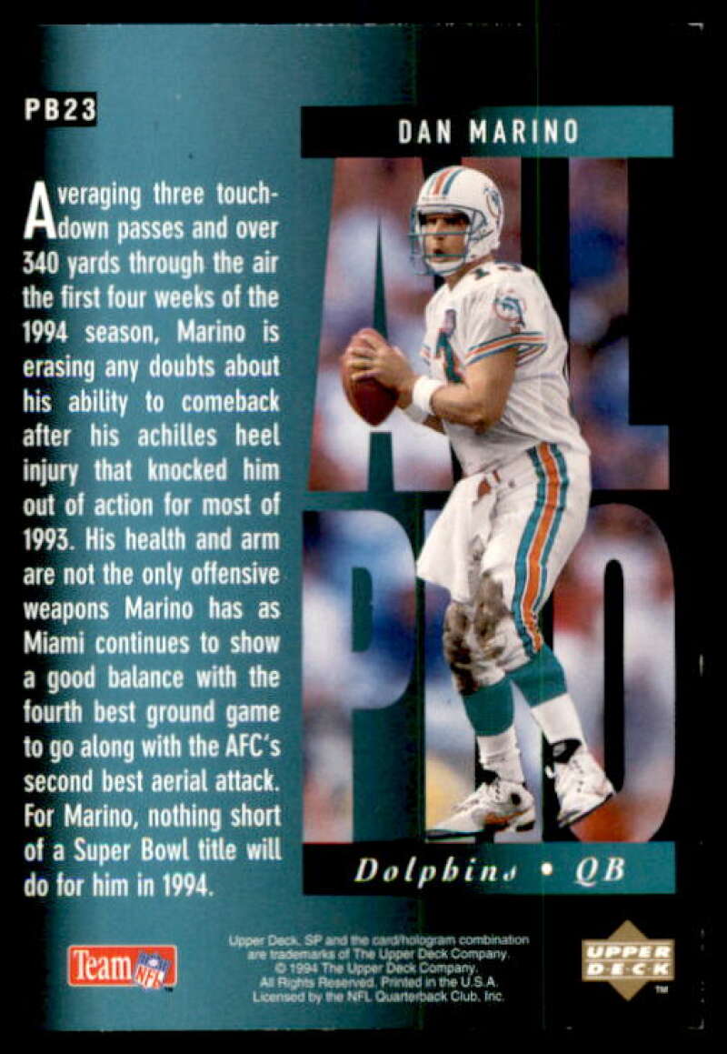 Dan Marino Card 1994 SP Holoviews #PB23 Image 2