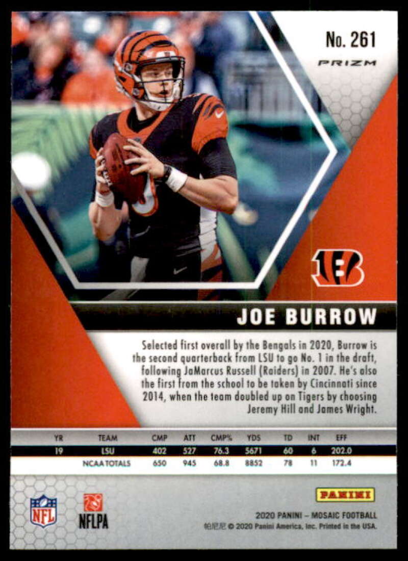 Joe Burrow DEB Card 2020 Panini Mosaic #261 Image 2