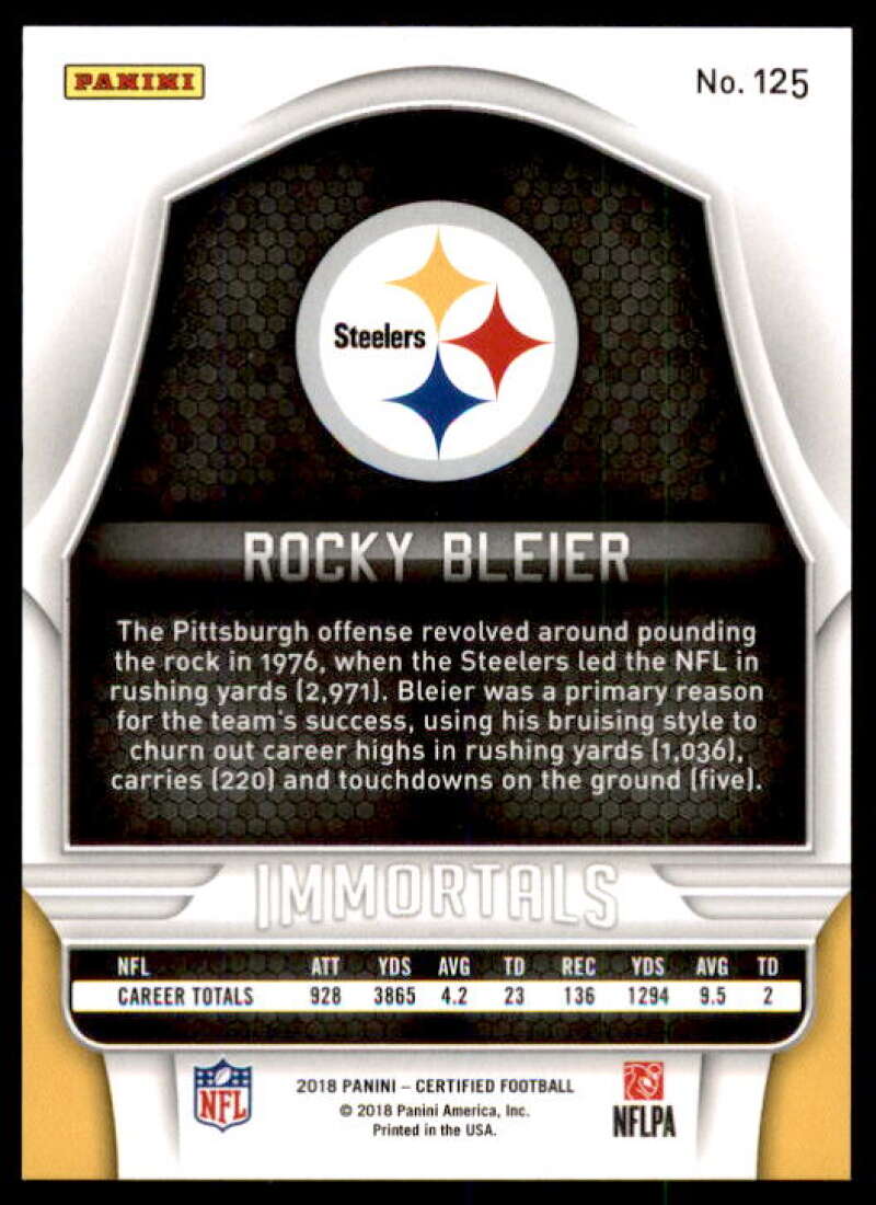 Rocky Bleier IMM Card 2018 Certified Mirror Orange #125 Image 2