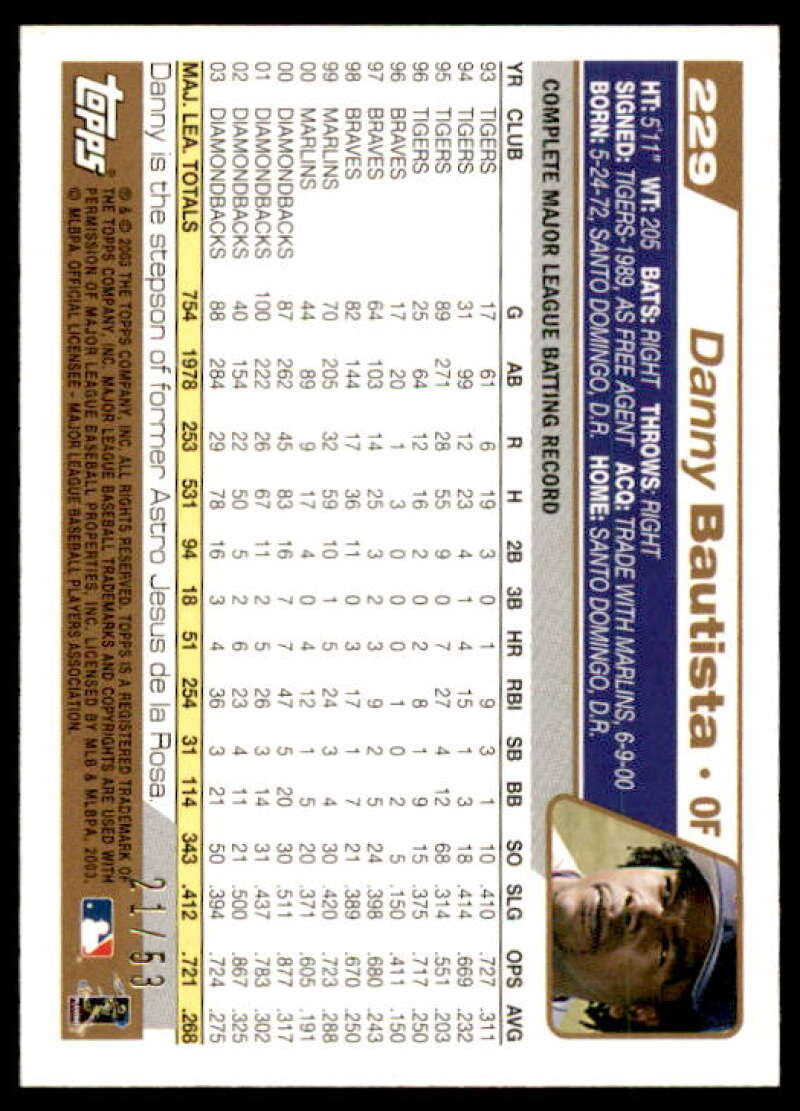 Danny Bautista Card 2004 Topps Black #229 Image 2