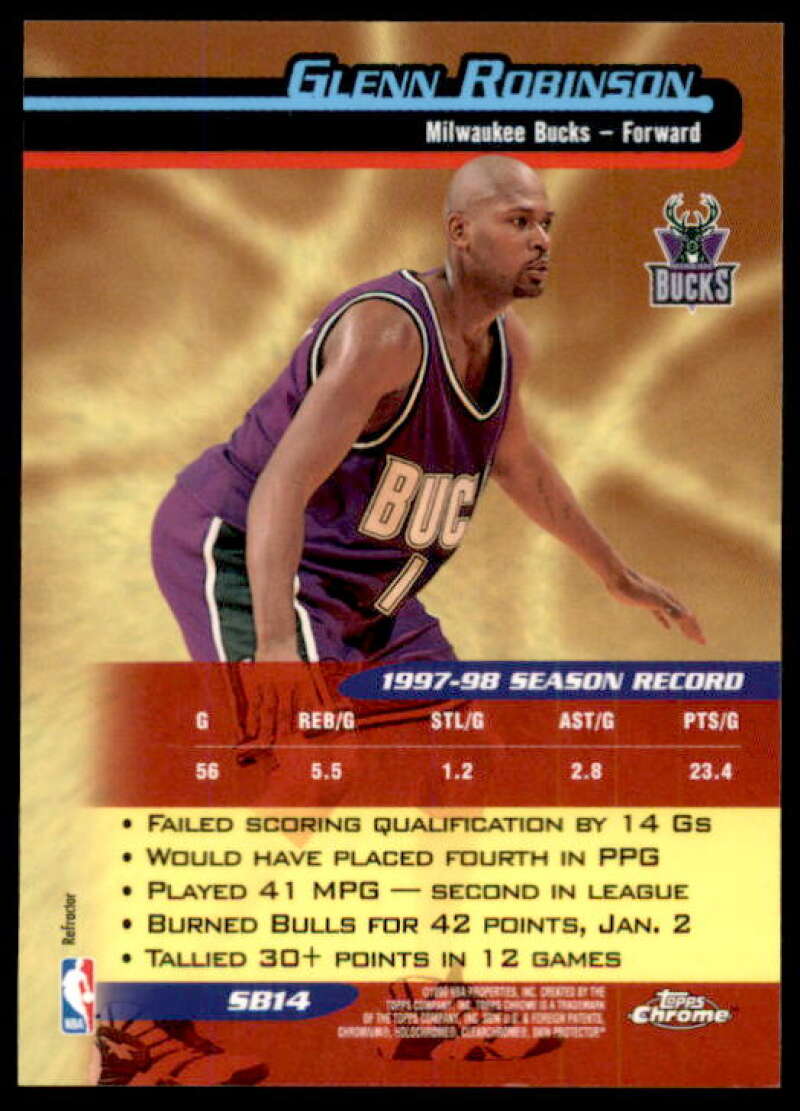 Glenn Robinson Card 1998-99 Topps Chrome Season's Best Refractors #SB14 Image 2