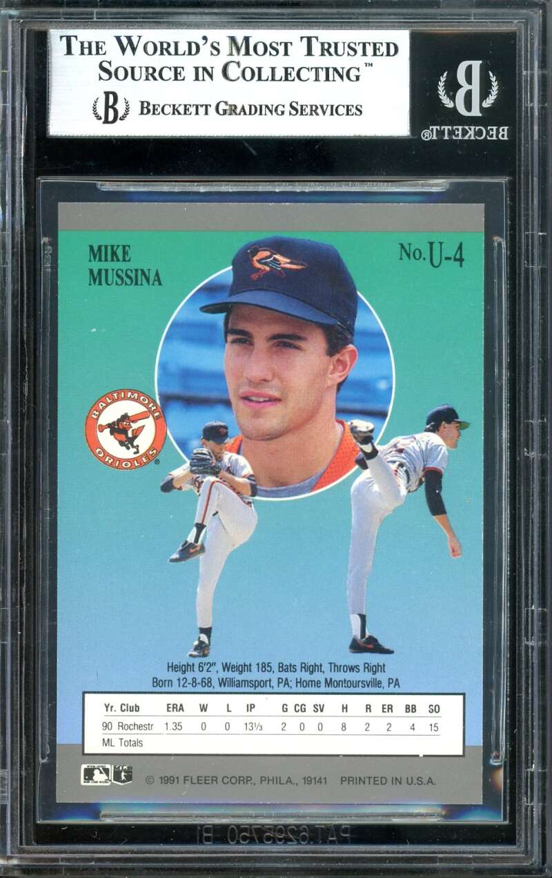 Mike Mussina Rookie Card 1991 Ultra Update #4 BGS 9 Image 2