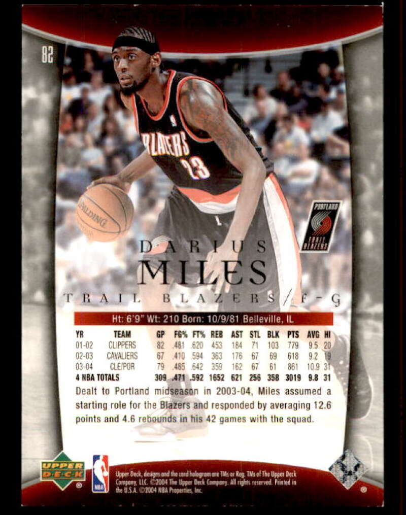 Darius Miles Card 2004-05 Upper Deck Trilogy Gold #82 Image 2