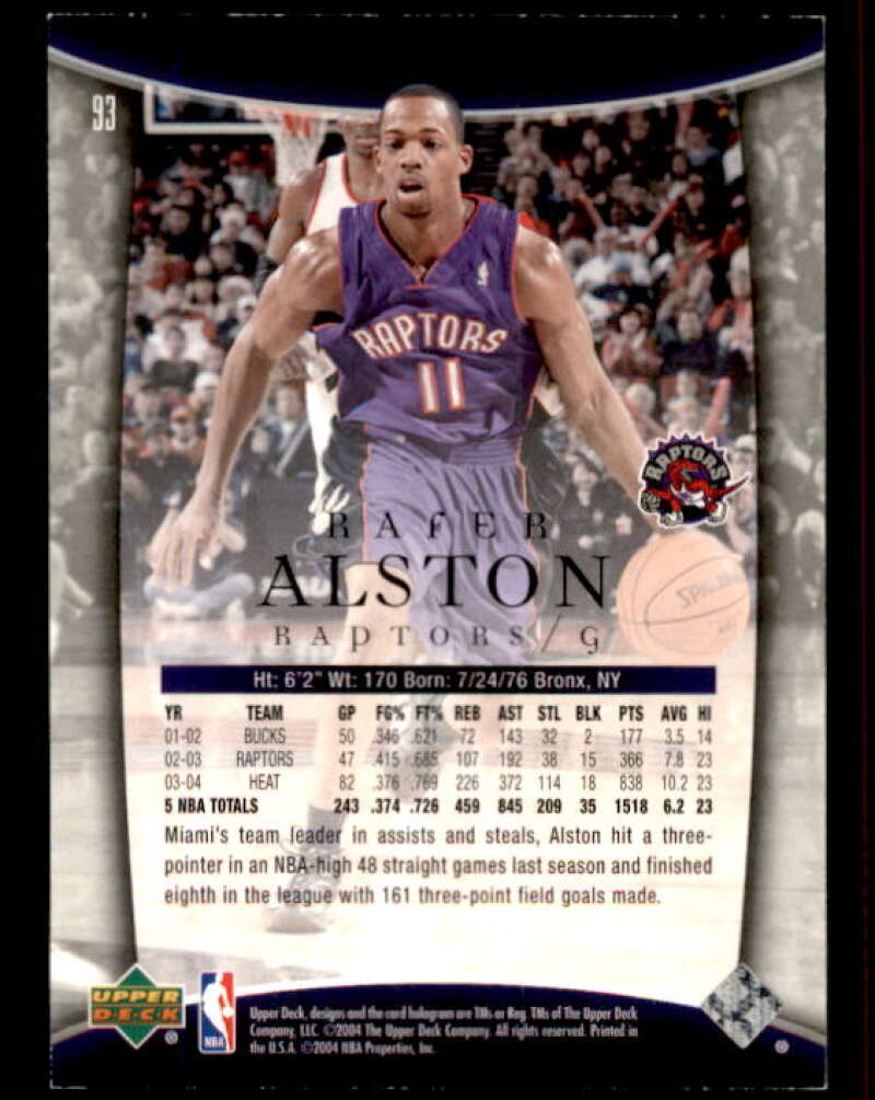 Rafer Alston Card 2004-05 Upper Deck Trilogy Gold #93 Image 2