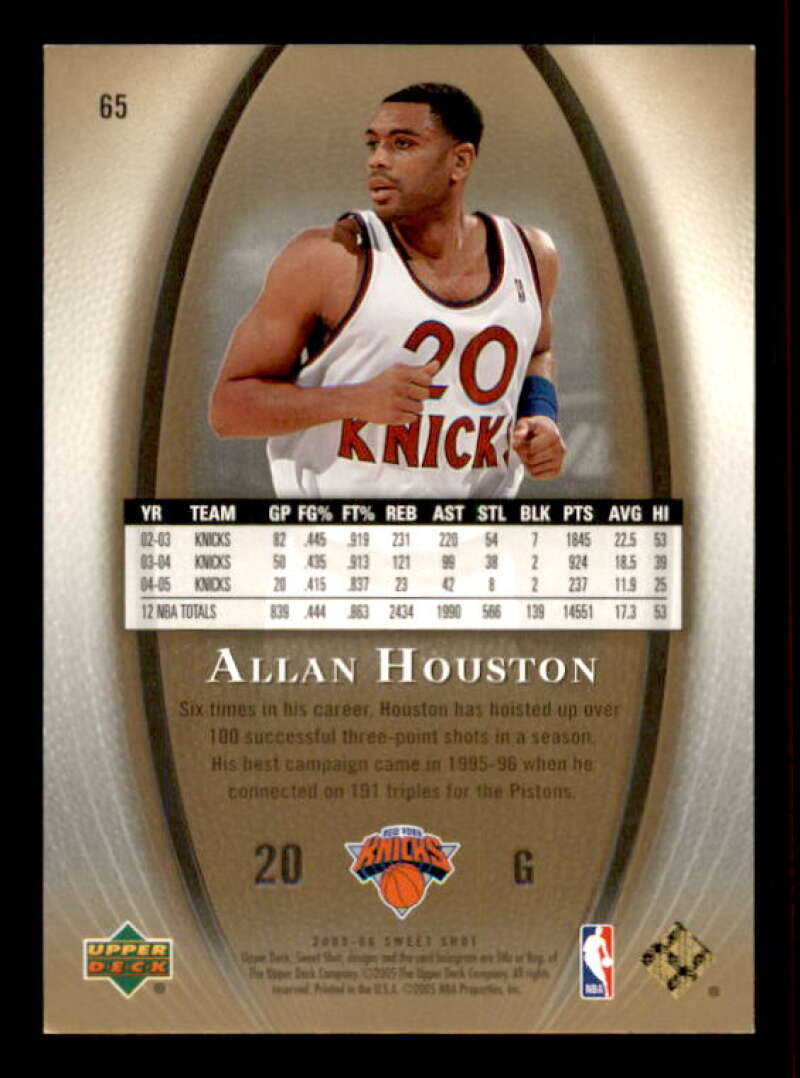 Allan Houston Card 2005-06 Sweet Shot Gold #65 Image 2
