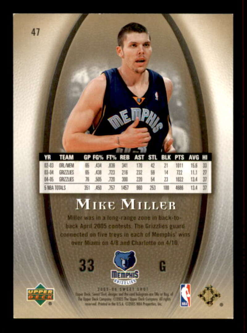 Mike Miller Card 2005-06 Sweet Shot Gold #47 Image 2