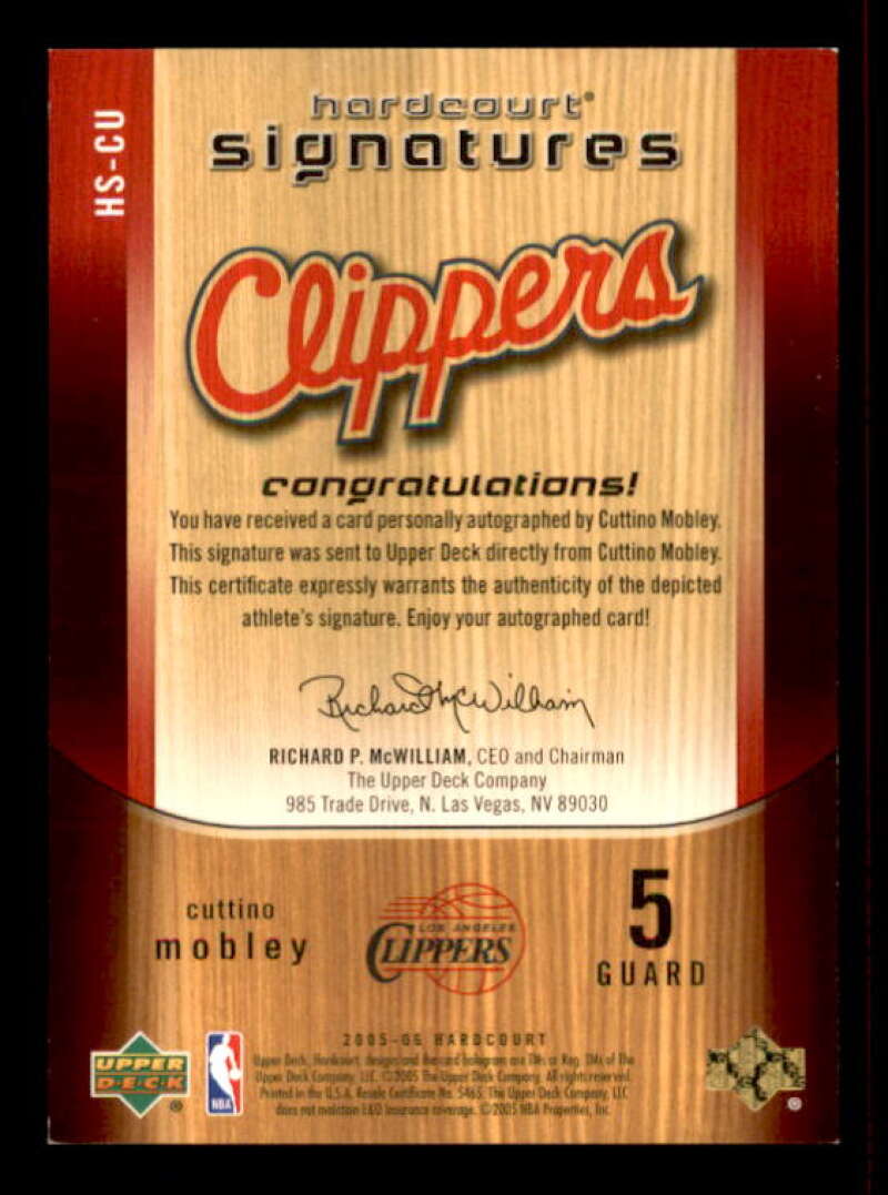 Cuttino Mobley Card 2005-06 Upper Deck Hardcourt Signatures #CU Image 2