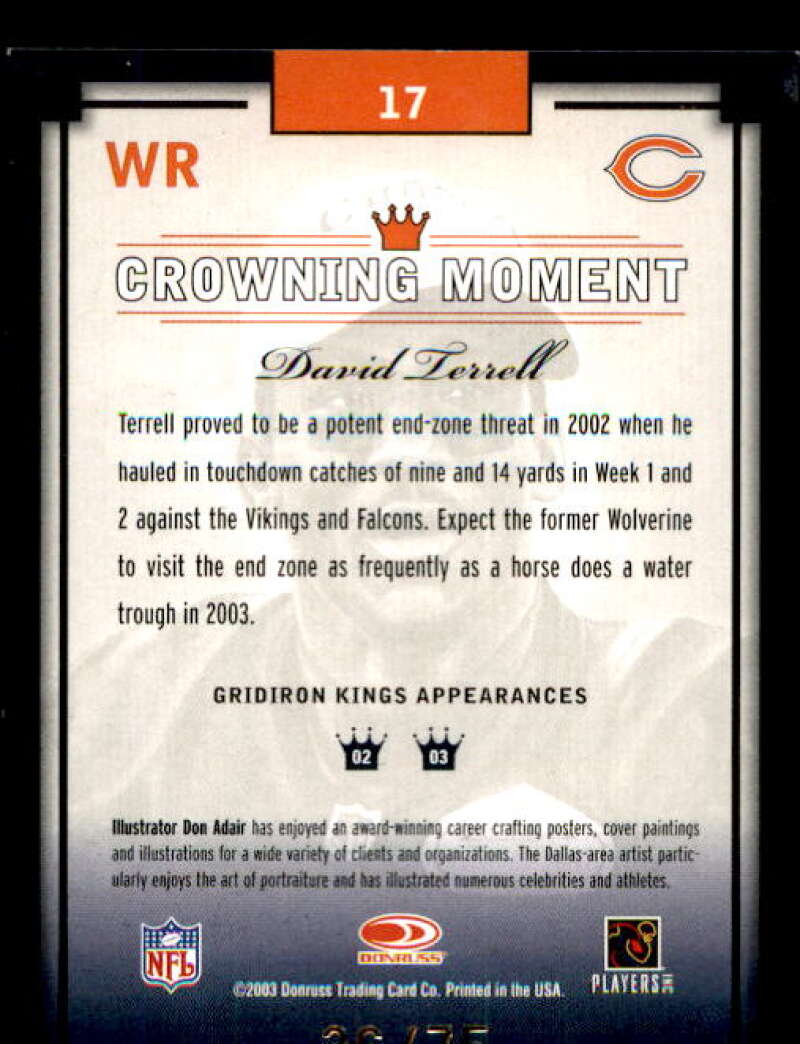 David Terrell Card 2003 Gridiron Kings Gold #17 Image 2