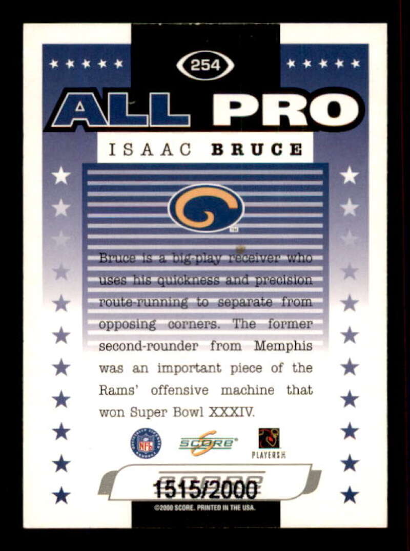 Isaac Bruce AP Card 2000 Score Scorecard #254 Image 2