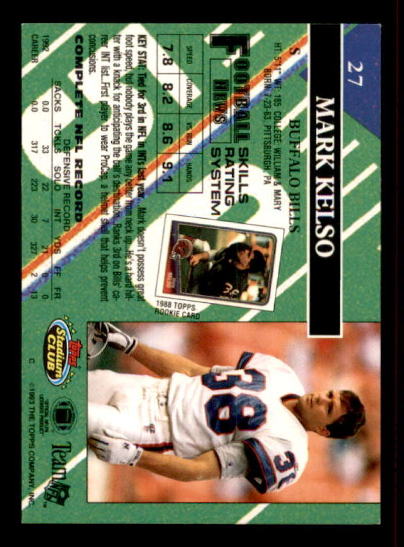 Mark Kelso Card 1993 Stadium Club First Day #27 Image 2
