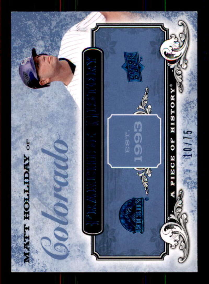 Matt Holliday Card 2008 UD A Piece of History Franchise History Blue #FH18 Image 1