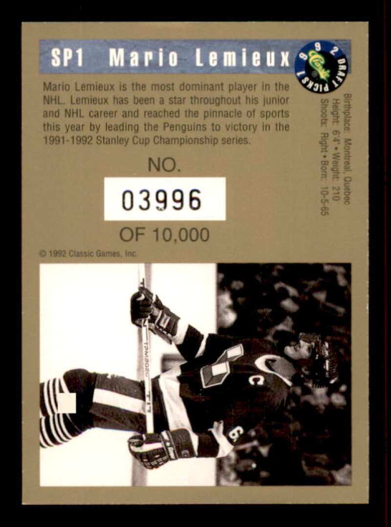 Mario Lemieux FLB Card 1992 Classic #SP1 Image 2