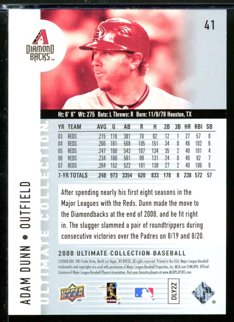 Adam Dunn Card 2008 Ultimate Collection #41 Image 2