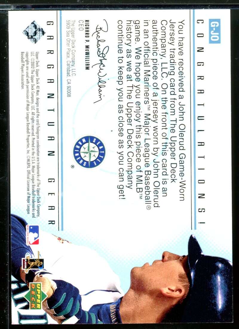 John Olerud Card 2002 Upper Deck 40-Man Gargantuan Gear #GJO Image 2