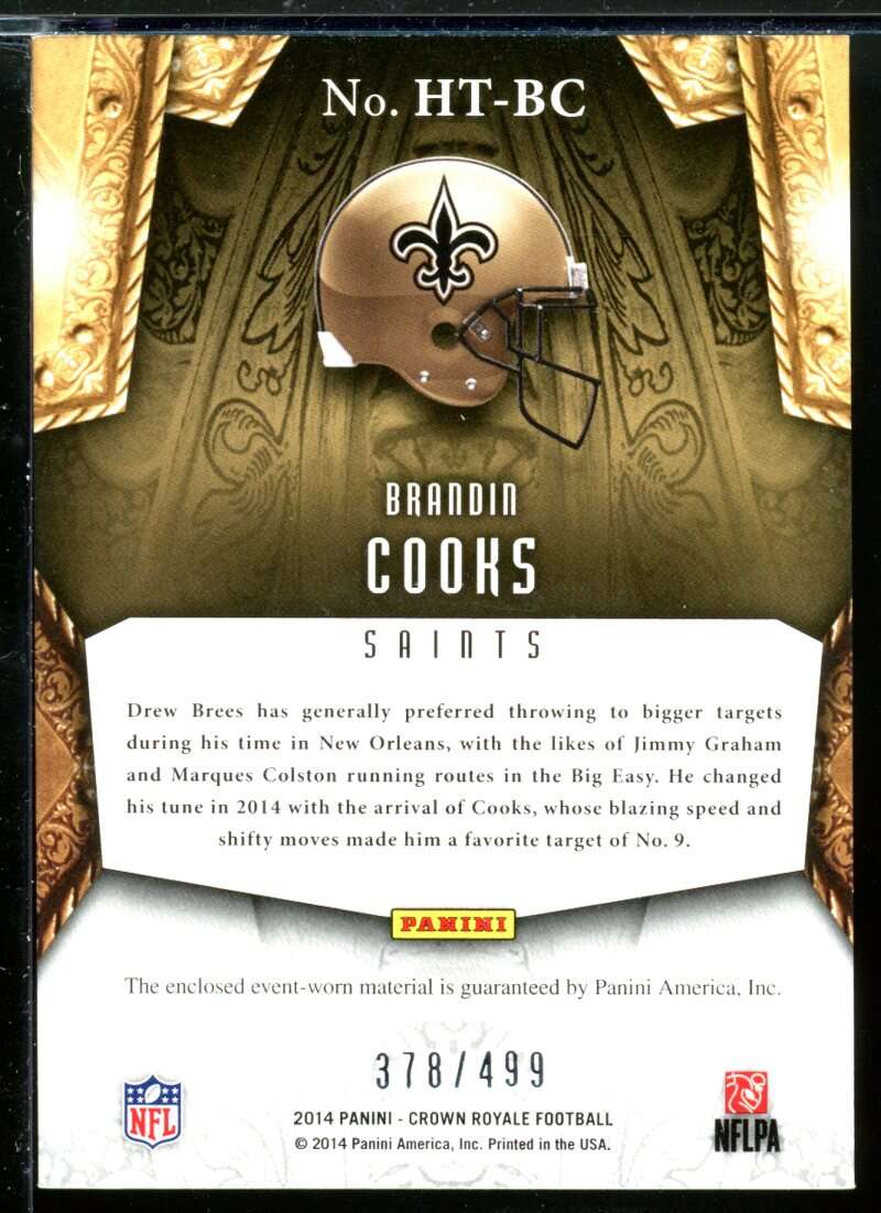 Brandin Cooks Card 2014 Crown Royale Heirs to the Throne Materials #HTBC Image 2