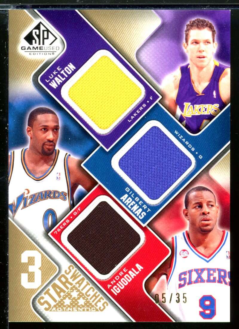 Luke Walton/Iguodala/Arenas Card 2009-10 SP Game Used 3 Star Swatches 35 #3SAWI Image 1