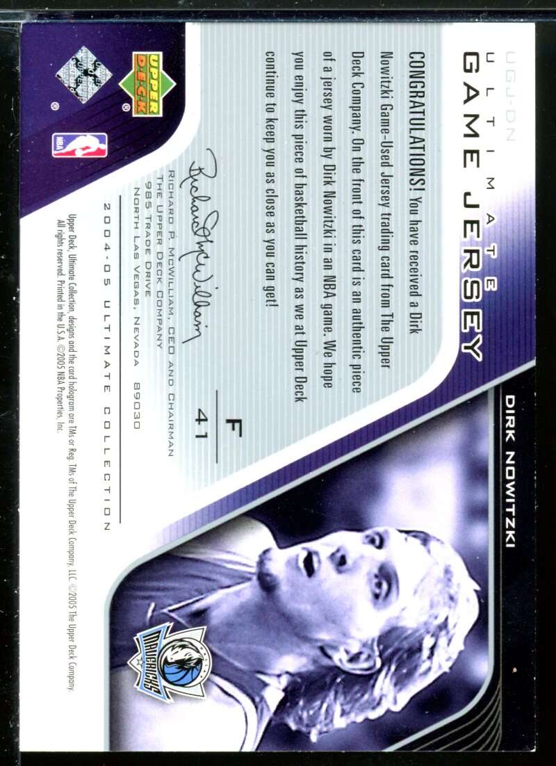 Dirk Nowitzki Card 2004-05 Ultimate Collection Game Jerseys #DN Image 2