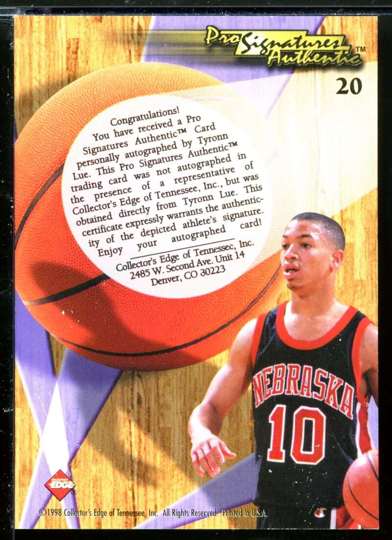 Tyronn Lue Card 1998 Collector's Edge Impulse Pro Signatures #20 Image 2