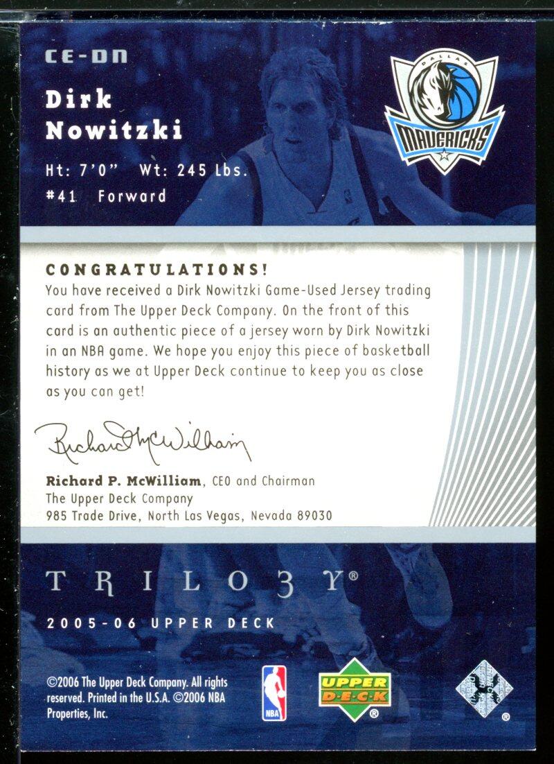 Dirk Nowitzki Card 2005-06 Upper Deck Trilogy The Cutting Edge #DN Image 2