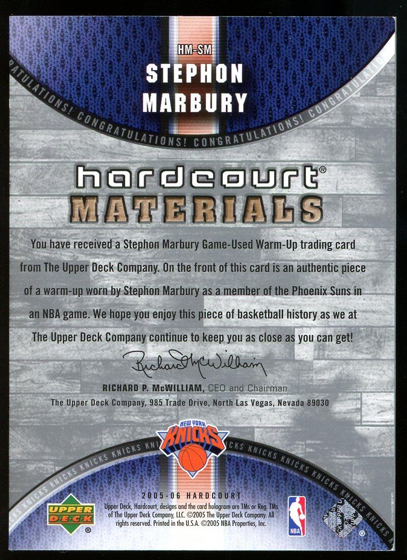 Stephon Marbury Card 2005-06 Upper Deck Hardcourt Materials #SM Image 2
