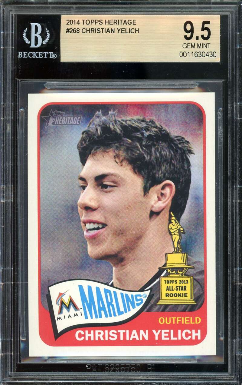 Christian Yelich Card 2014 Topps Heritage #268 BGS 9.5 Image 1