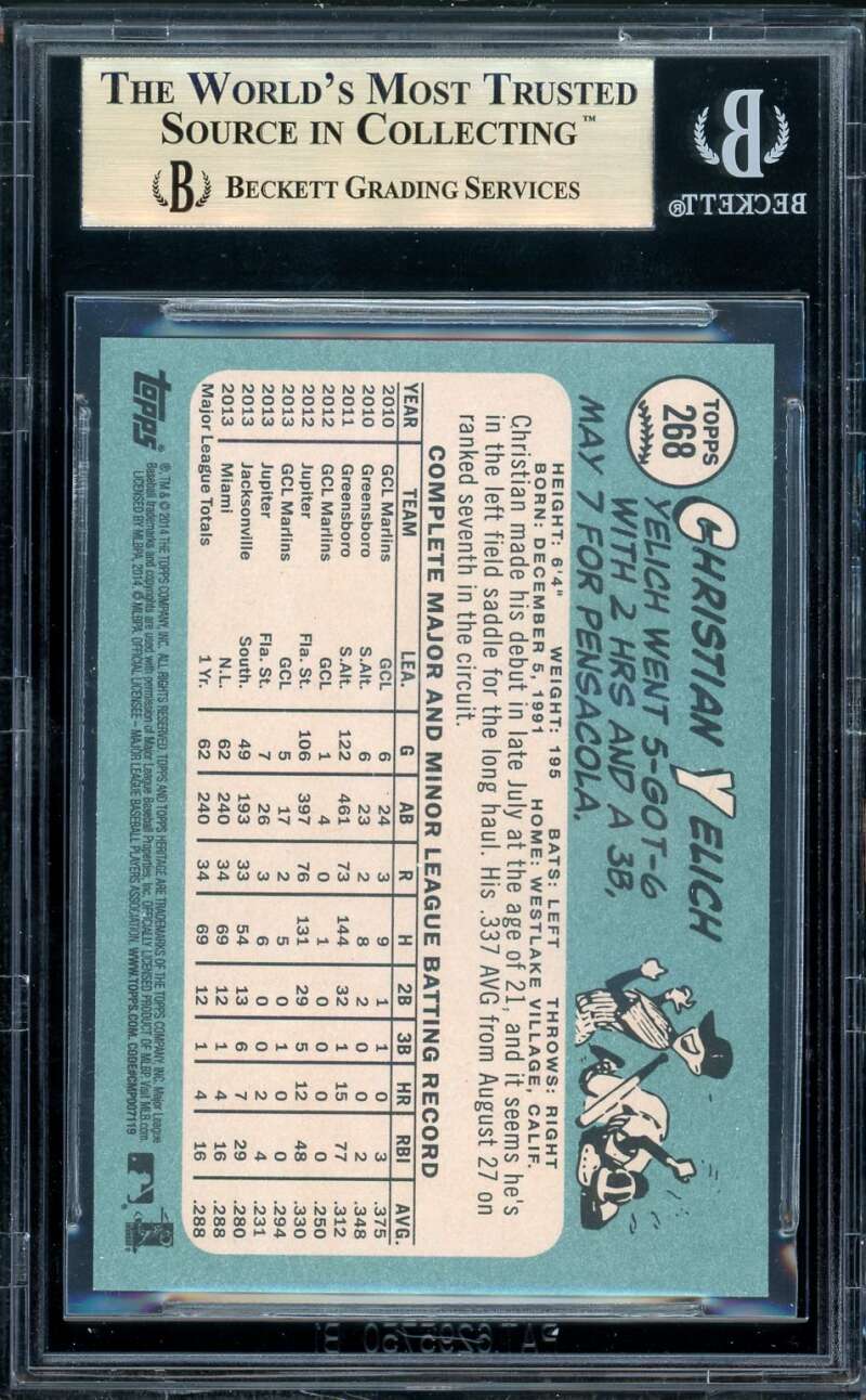 Christian Yelich Card 2014 Topps Heritage #268 BGS 9.5 Image 2