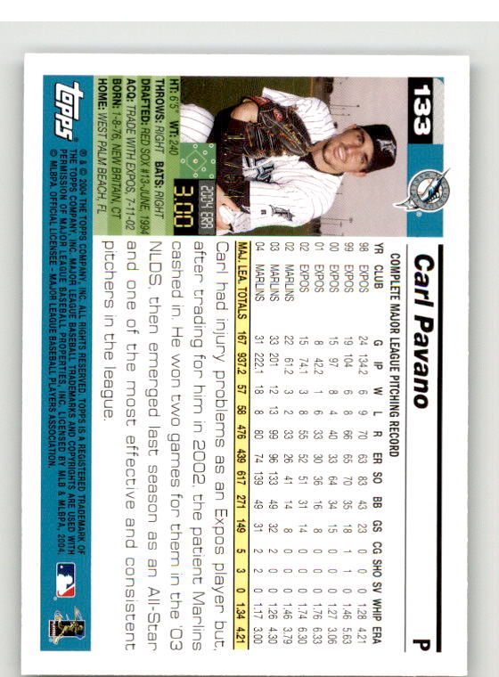 Carl Pavano Card 2005 Topps Black #133 Image 2