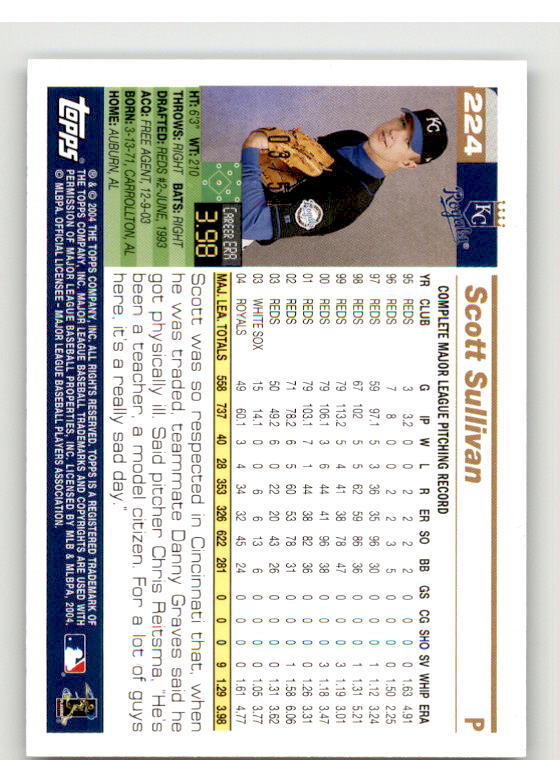 Scott Sullivan Card 2005 Topps Black #224 Image 2