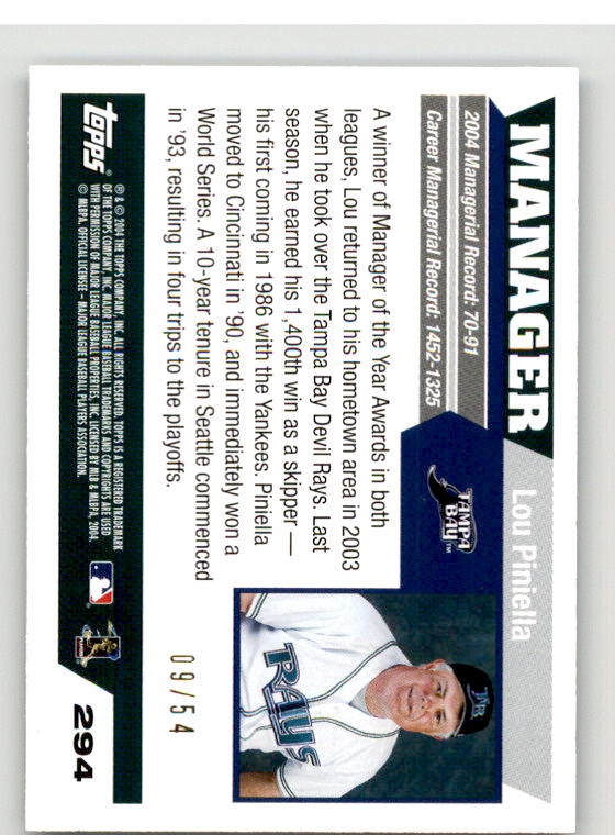 Lou Piniella MG Card 2005 Topps Black #294 Image 2