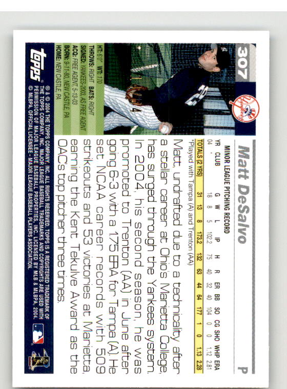 Matt DeSalvo FY Card 2005 Topps Black #307 Image 2