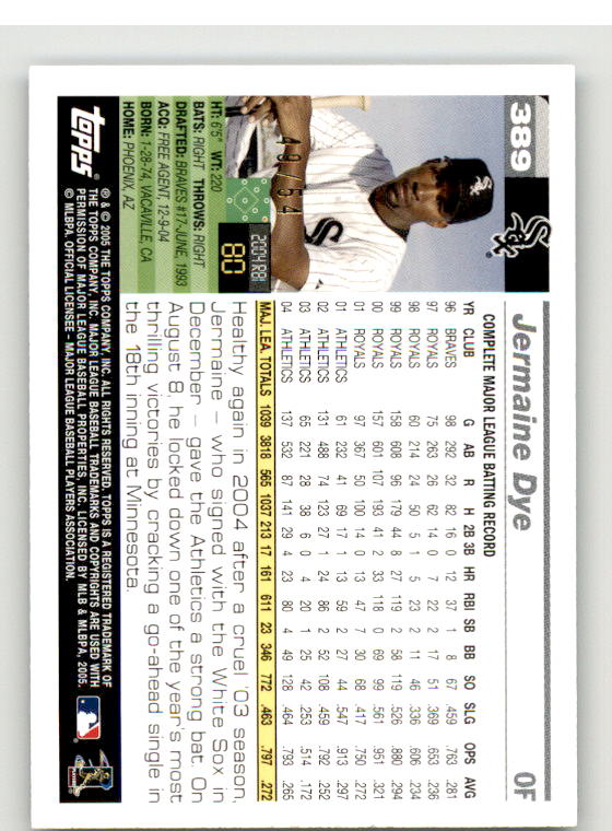 Jermaine Dye Card 2005 Topps Black #389 Image 2