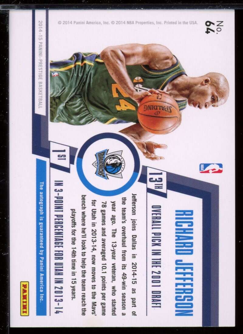 Richard Jefferson Card 2014-15 Prestige Premium Bonus Shots Autographs #64 /49 Image 2