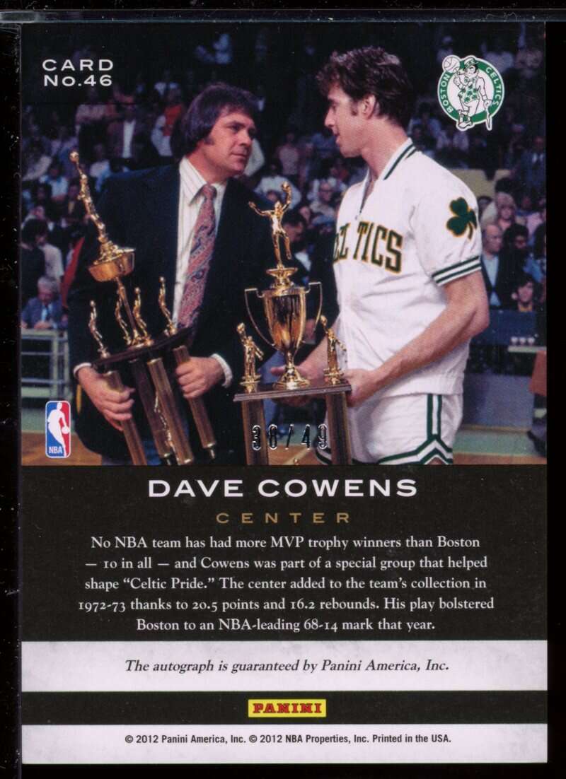 Dave Cowens Card 2011-12 Limited Trophy Case Signatures #46 /49 Image 2