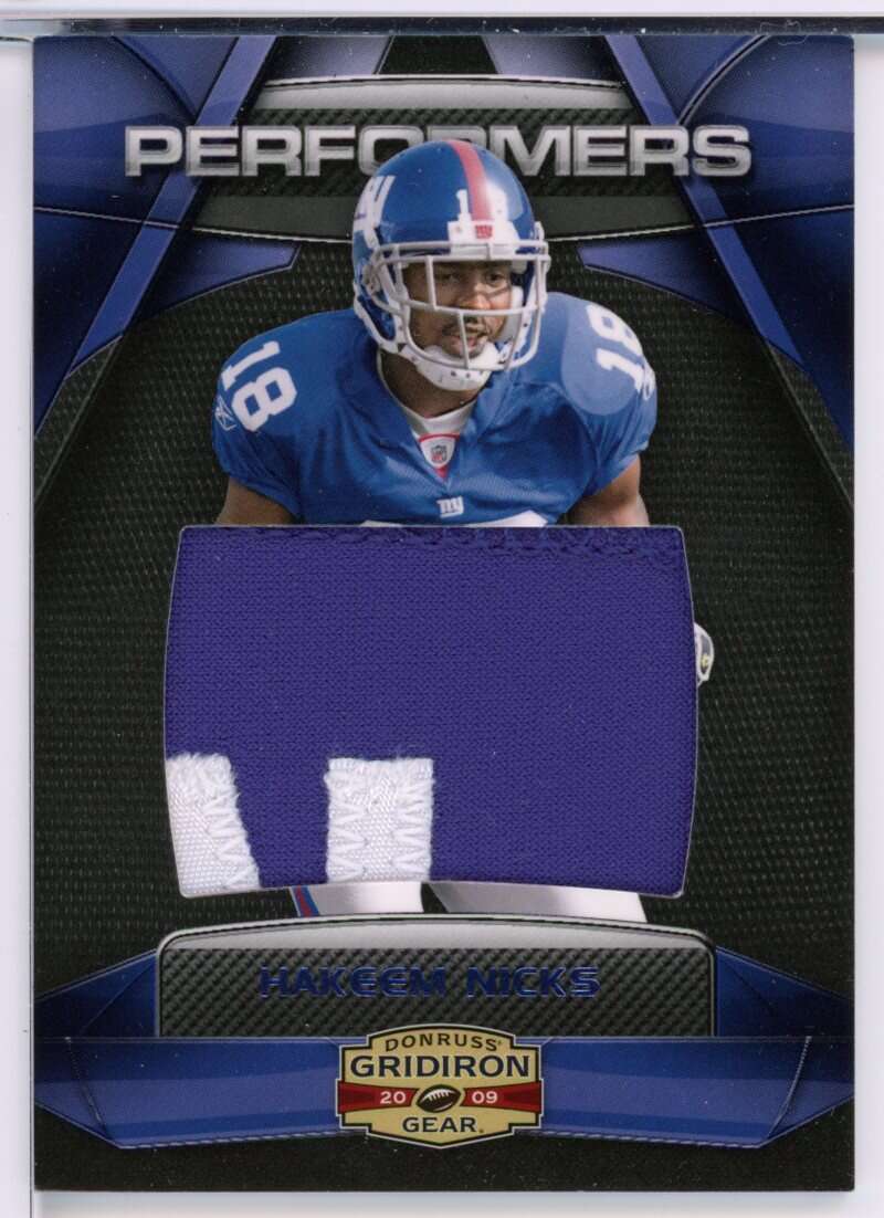 Hakeem Nicks Rookie 2009 Donruss Gridiron Gear Performer Jersey Swatch Prime #33 Image 1