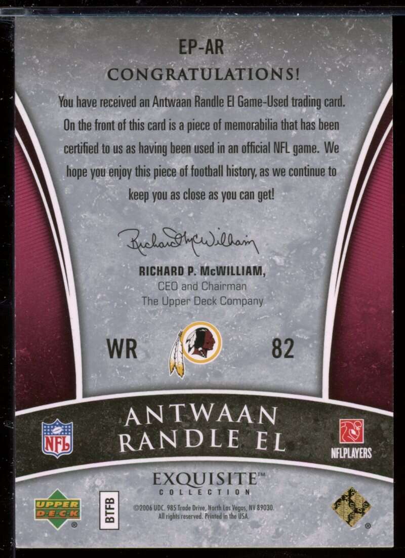 Antwaan Randle El Card 2006 Exquisite Collection Patch Gold #EPAR Image 2