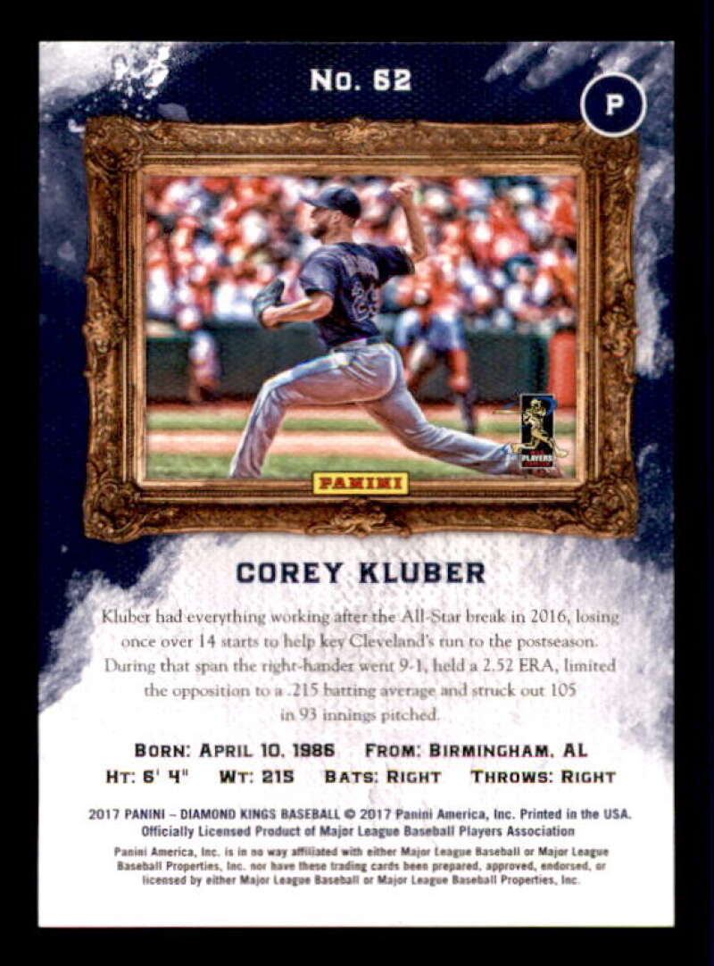 Corey Kluber Card 2017 Diamond Kings Framed Red #62A Image 2