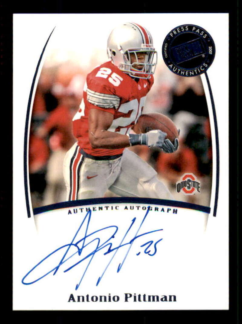 Antonio Pittman Rookie Card 2007 Press Pass Legends Autographs #62 Image 1