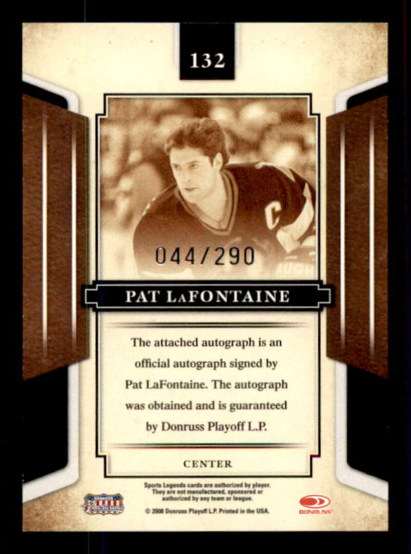 Pat LaFontaine Card 2008 Donruss Sports Legends Signatures Mirror Red #132 /290 Image 2