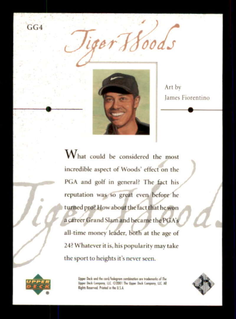 Tiger Woods Rookie Card 2001 Upper Deck Gallery #GG4 Image 2