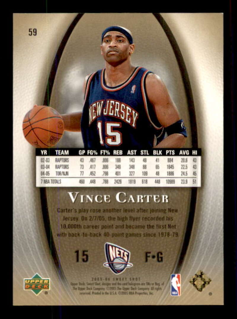 Vince Carter Card 2005-06 Sweet Shot Gold #59 Image 2