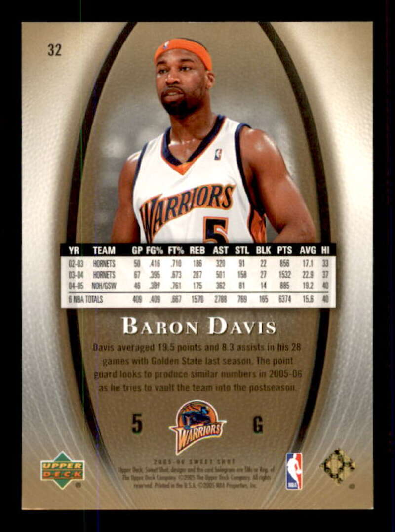 Baron Davis Card 2005-06 Sweet Shot Gold #32 Image 2