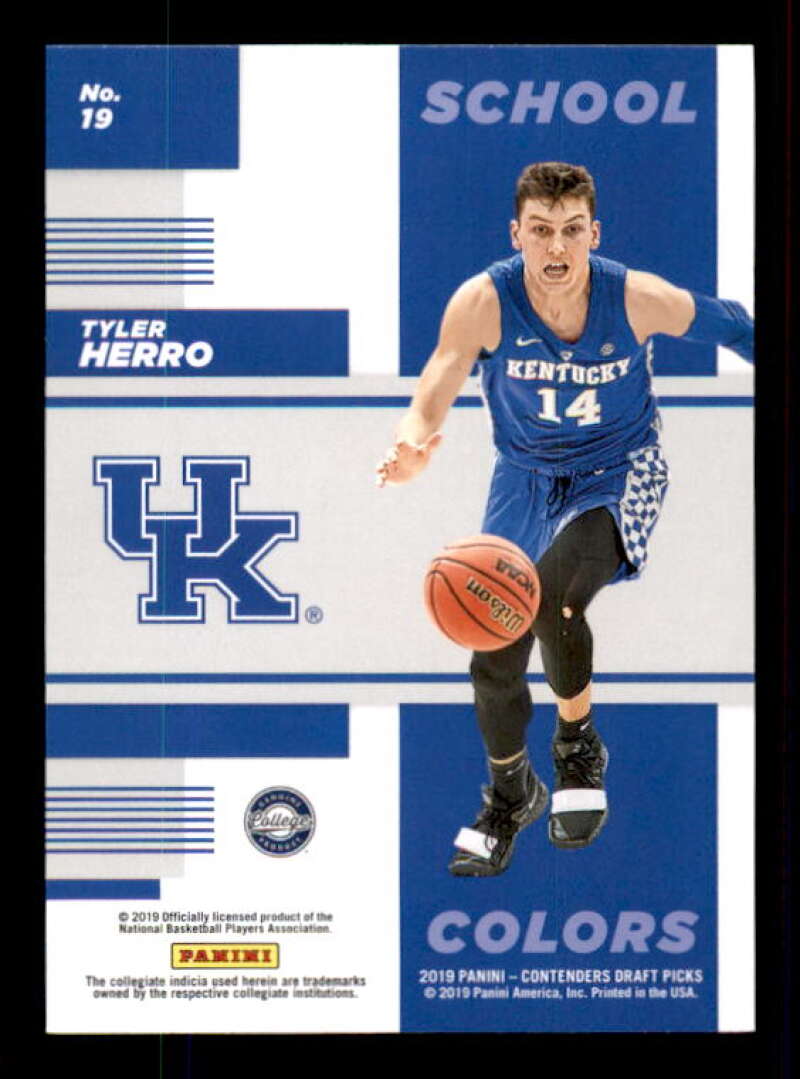 Tyler Herro Rookie Card 2019-20 Panini Contenders Draft Picks School Colors #19 Image 2