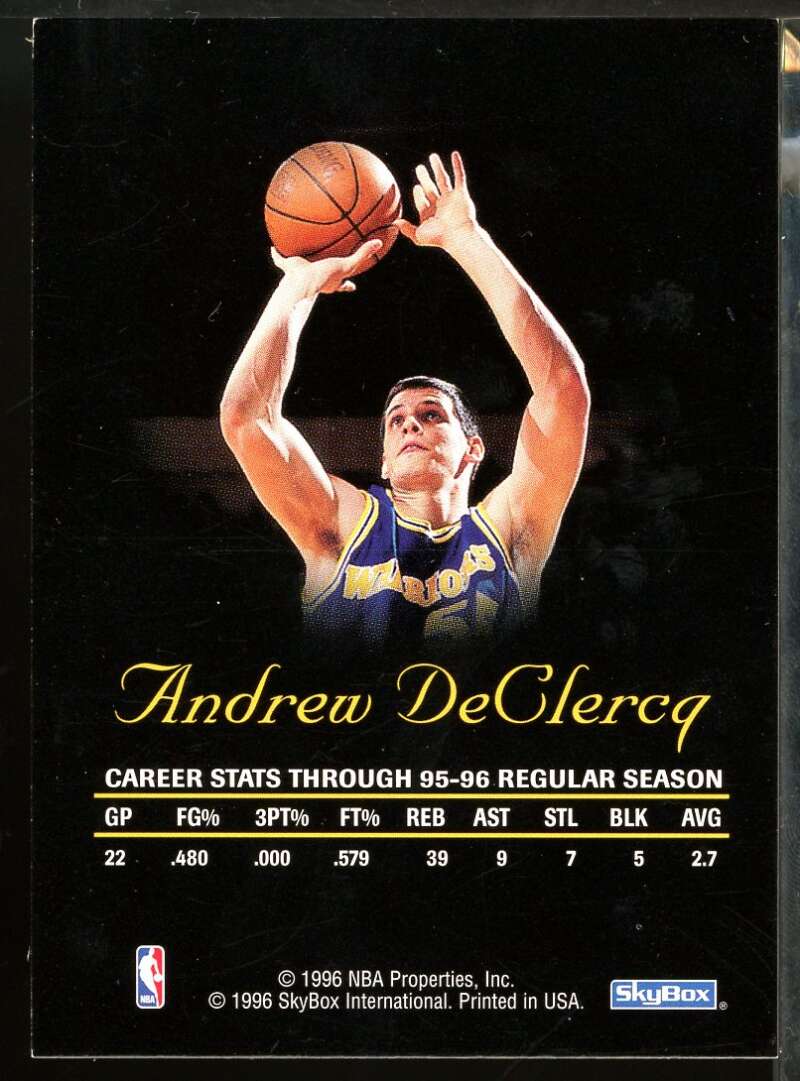 Andrew DeClercq Card 1996-97 SkyBox Premium Autographics #15 Image 2