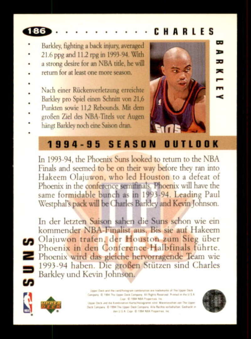 Charles Barkley TO Card 1994-95 Collector's Choice Gold Signature #186 Image 2