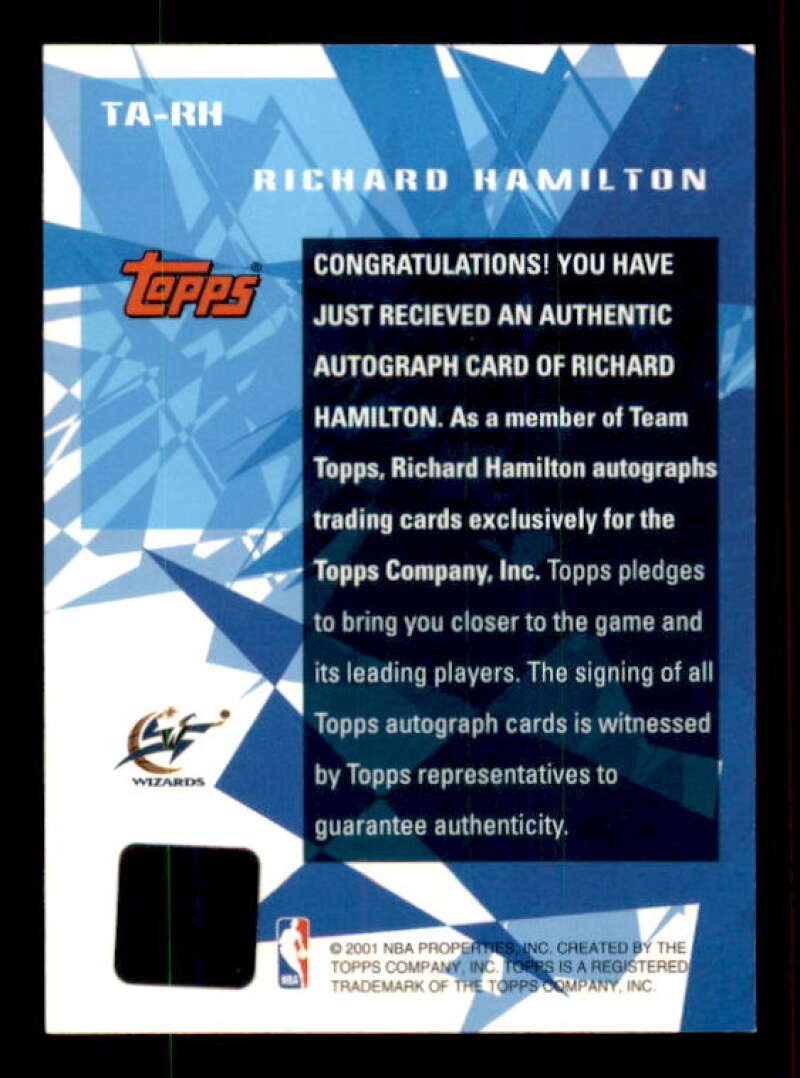 Richard Hamilton C Card 2001-02 Topps Autographs #TARH Image 2